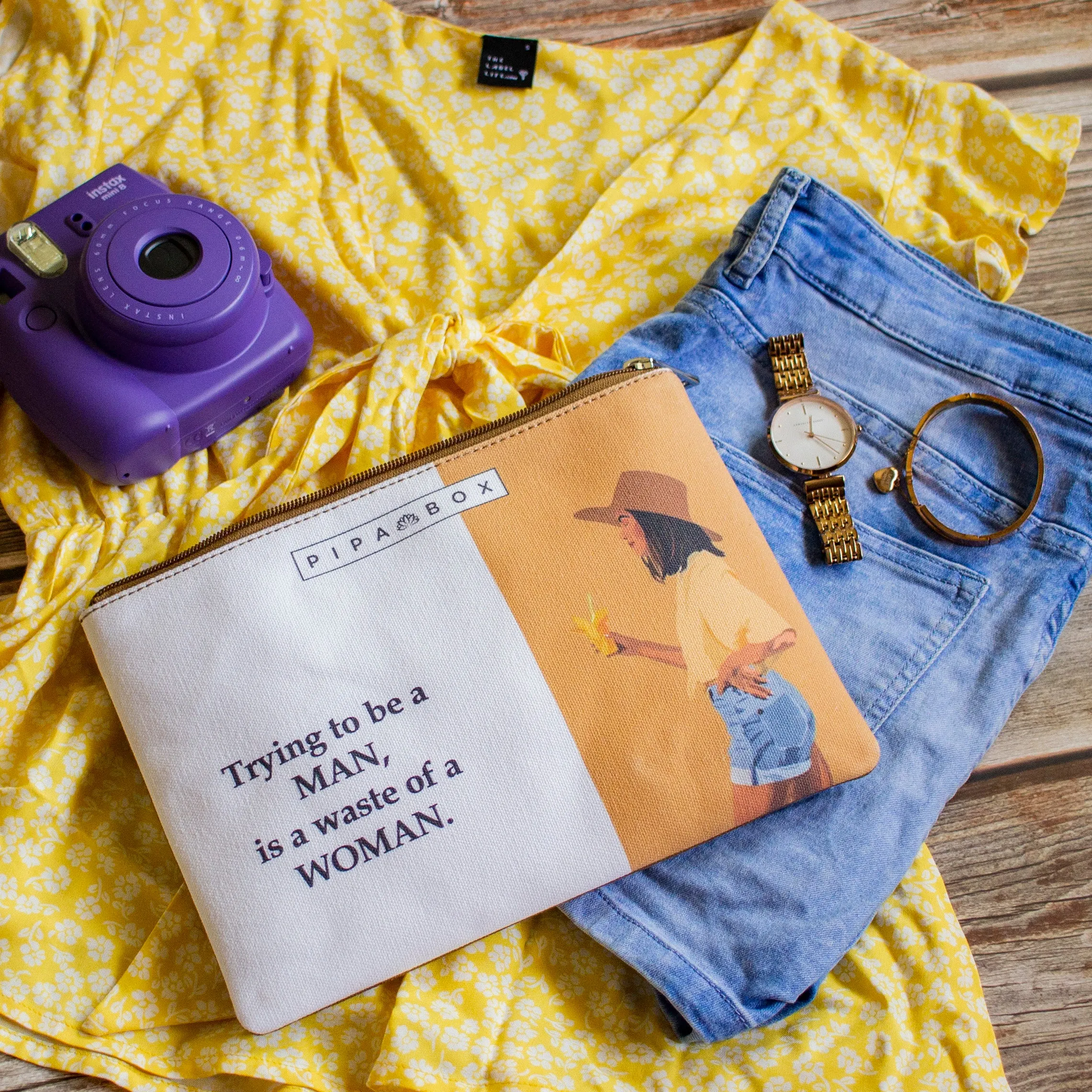 Try to Be a Man - Printed Multi Purpose Canvas Pouch