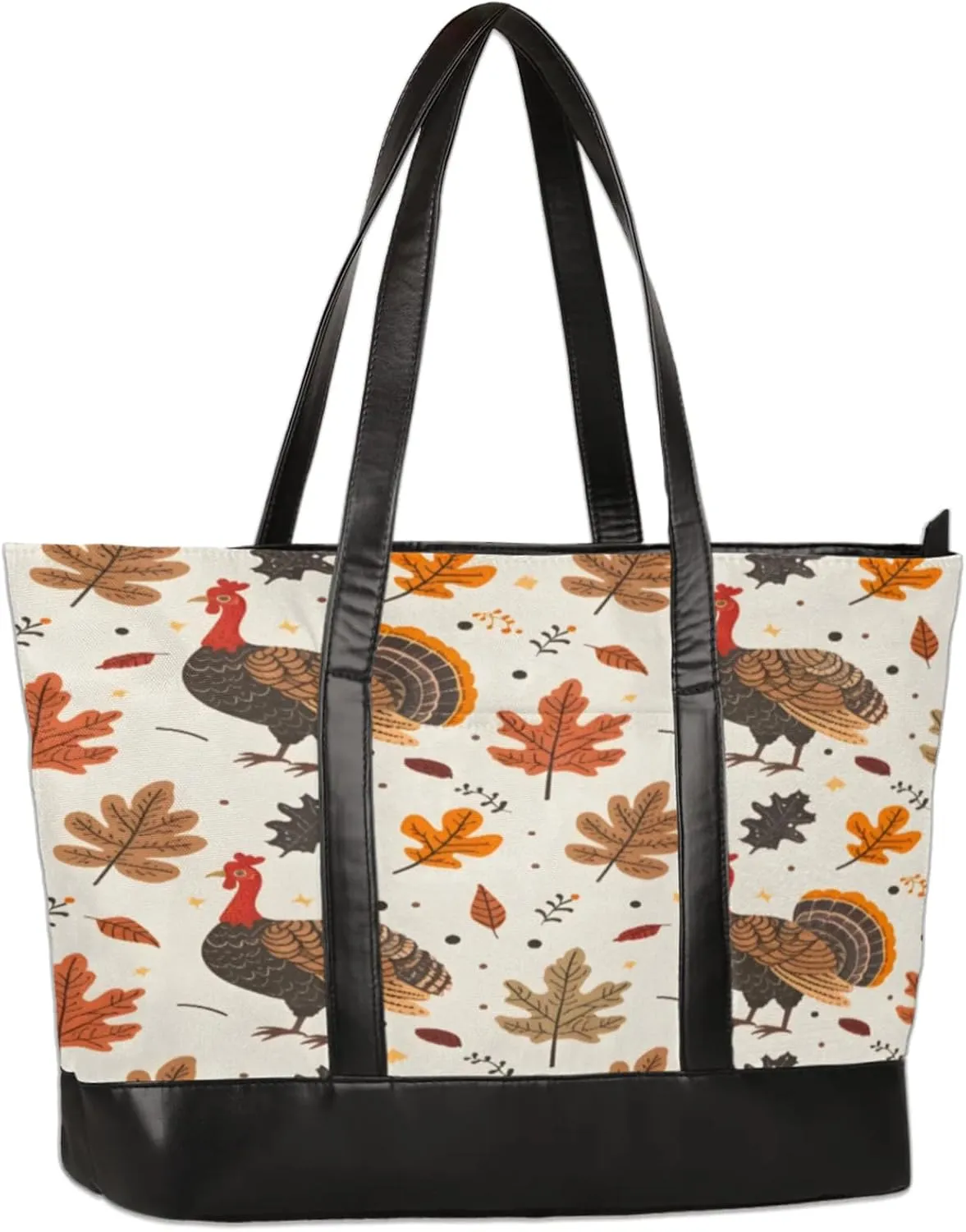 Turkey Leaves Laptop Tote Bag for Women Lightweight Work Purse with Multiple Compartments Fits 13-15.6 Inch Laptop Tablet Shoulder Bag for Office Travel Daily Use