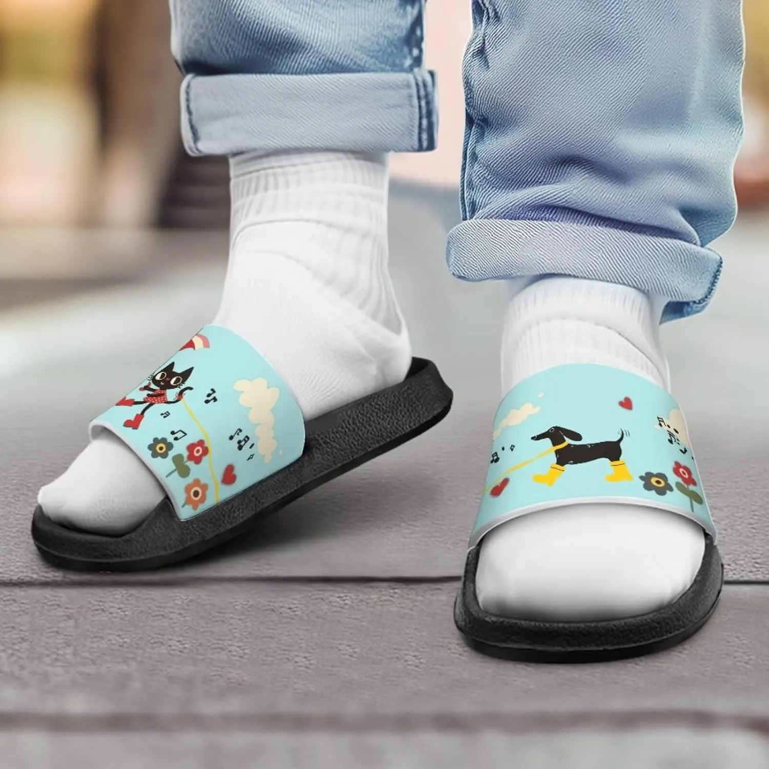 UNICEU Kids House Slippers Comfortable Open Toe Slides Sandals Girls Boys Slip On Lightweight Casual Shower Shoes