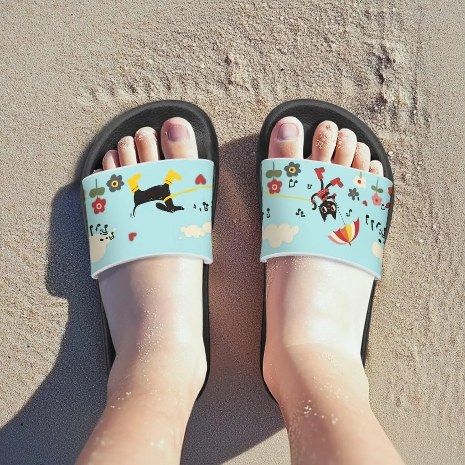 UNICEU Kids House Slippers Comfortable Open Toe Slides Sandals Girls Boys Slip On Lightweight Casual Shower Shoes