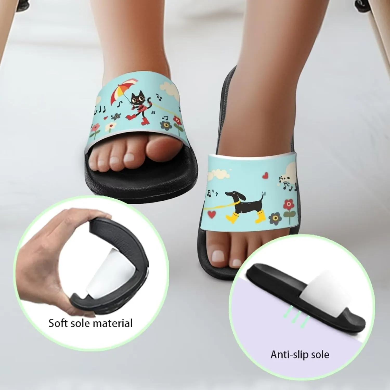 UNICEU Kids House Slippers Comfortable Open Toe Slides Sandals Girls Boys Slip On Lightweight Casual Shower Shoes