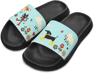 UNICEU Kids House Slippers Comfortable Open Toe Slides Sandals Girls Boys Slip On Lightweight Casual Shower Shoes