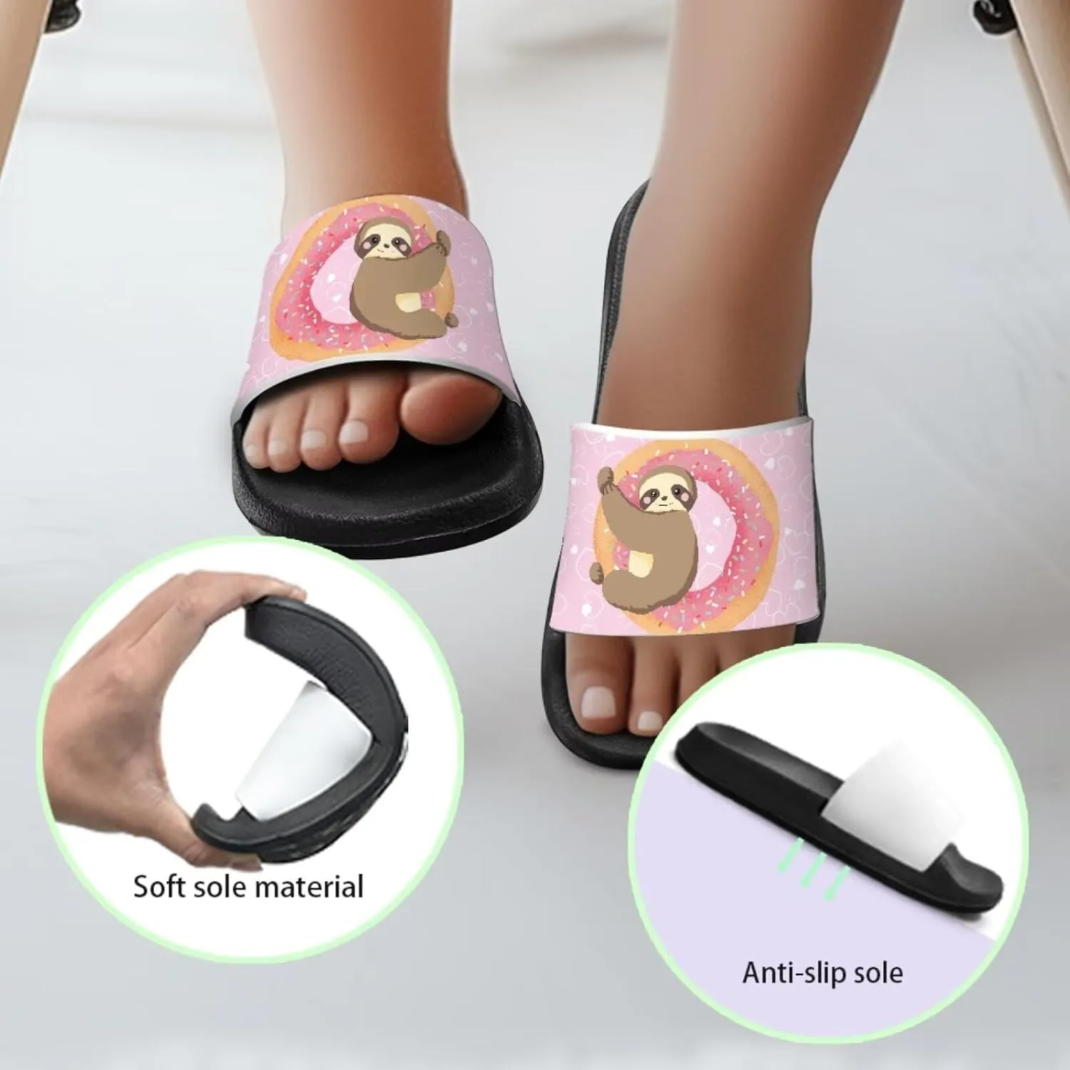 UNICEU Kids Slippers Slip-On Open Toe Quick Drying Slides Sandals Girls Boys Casual Non-Slip Lightweight Shower Shoes