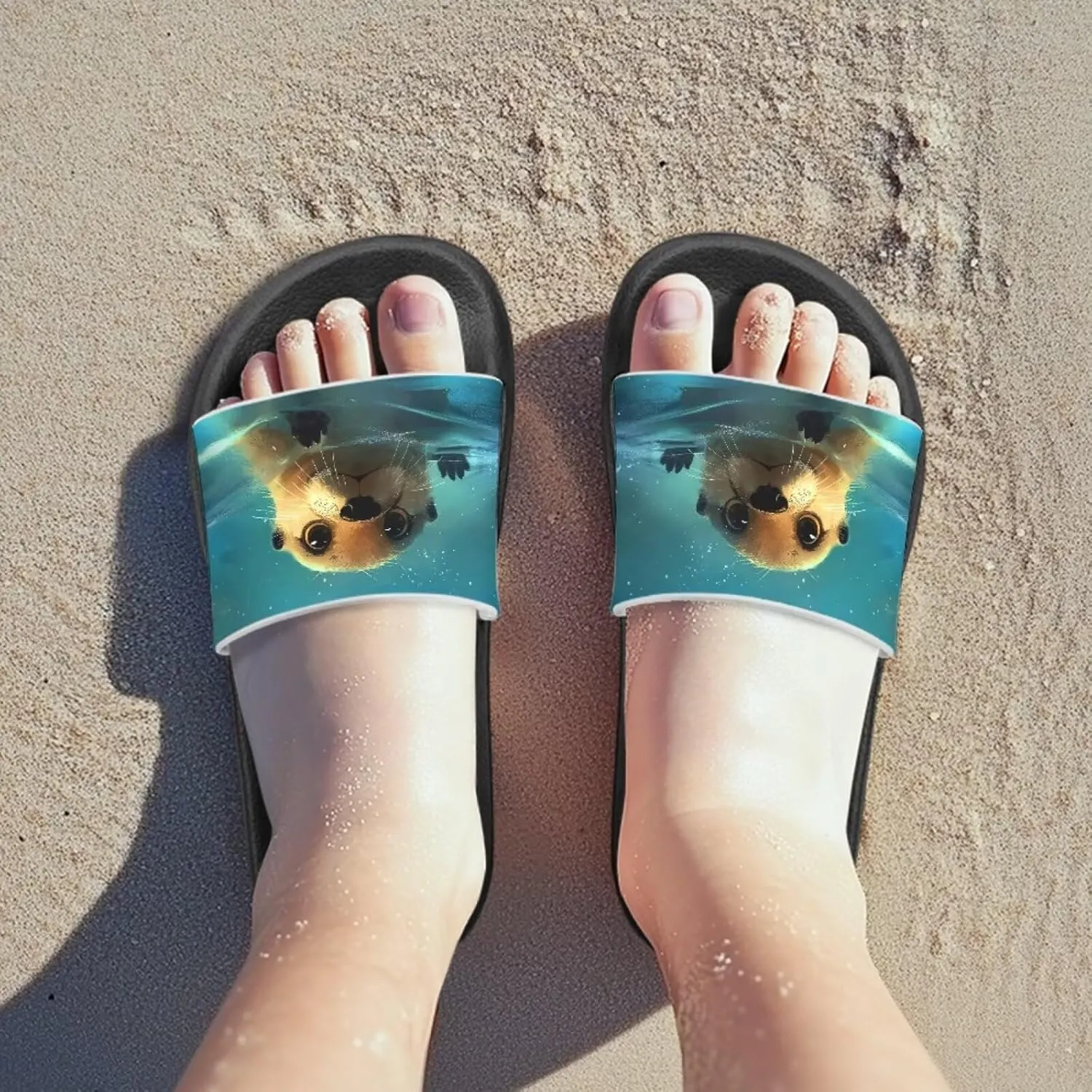 UNICEU Kids Slippers Slip-On Open Toe Quick Drying Slides Sandals Girls Boys Casual Non-Slip Lightweight Shower Shoes