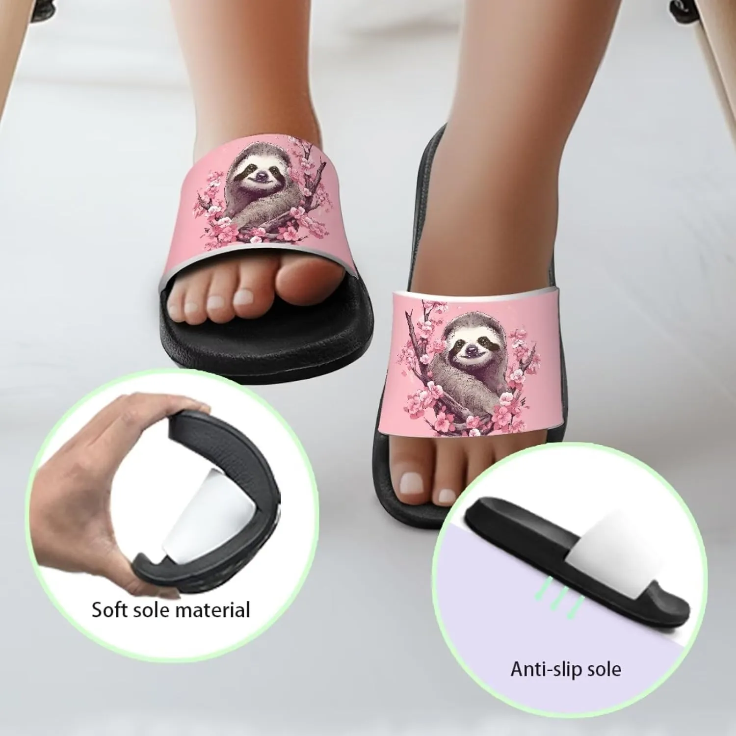 UNICEU Kids Slippers Slip-On Open Toe Quick Drying Slides Sandals Girls Boys Casual Non-Slip Lightweight Shower Shoes