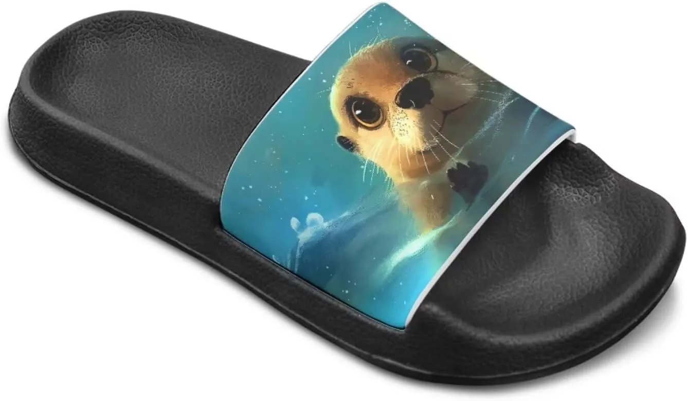 UNICEU Kids Slippers Slip-On Open Toe Quick Drying Slides Sandals Girls Boys Casual Non-Slip Lightweight Shower Shoes