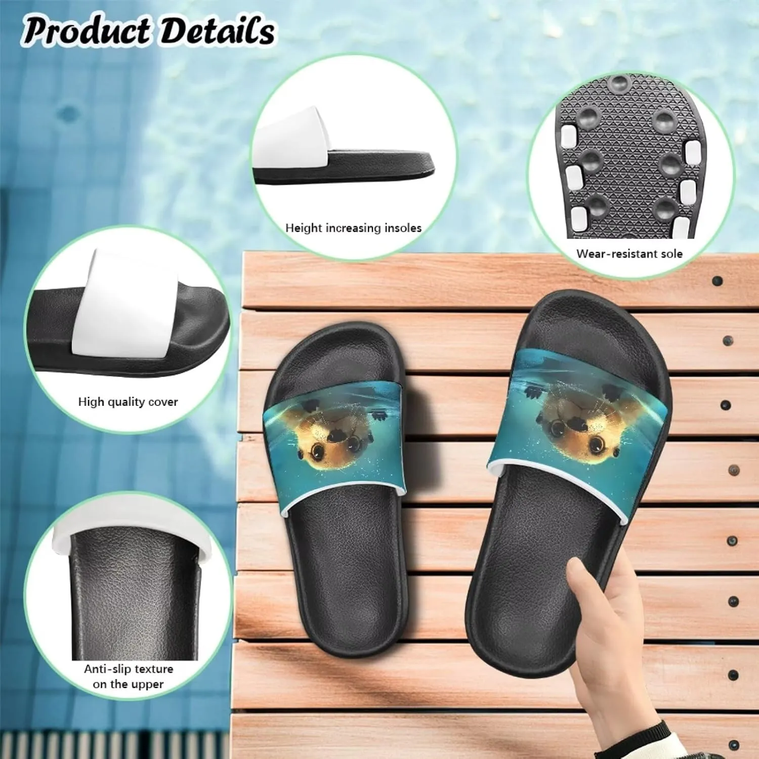 UNICEU Kids Slippers Slip-On Open Toe Quick Drying Slides Sandals Girls Boys Casual Non-Slip Lightweight Shower Shoes