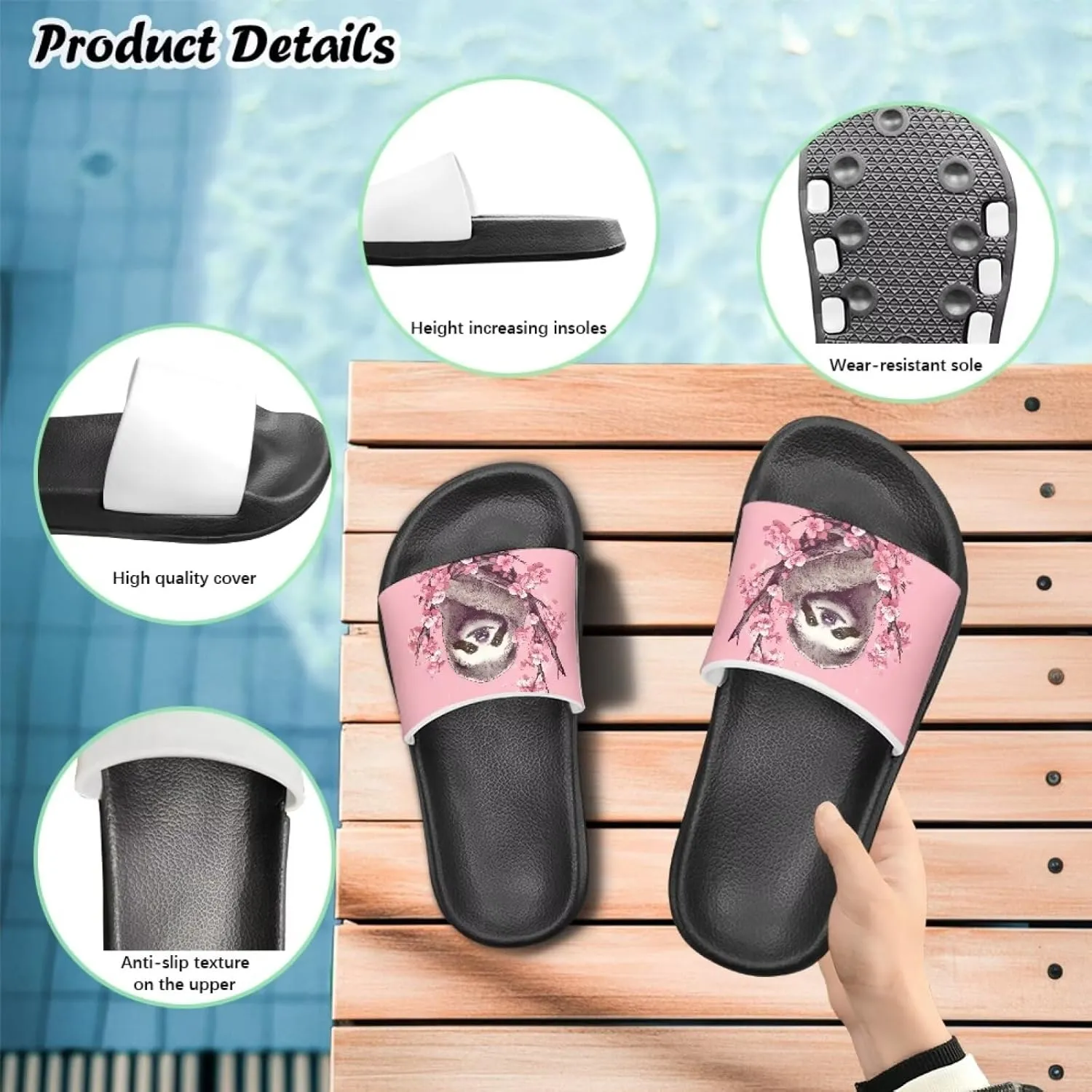 UNICEU Kids Slippers Slip-On Open Toe Quick Drying Slides Sandals Girls Boys Casual Non-Slip Lightweight Shower Shoes