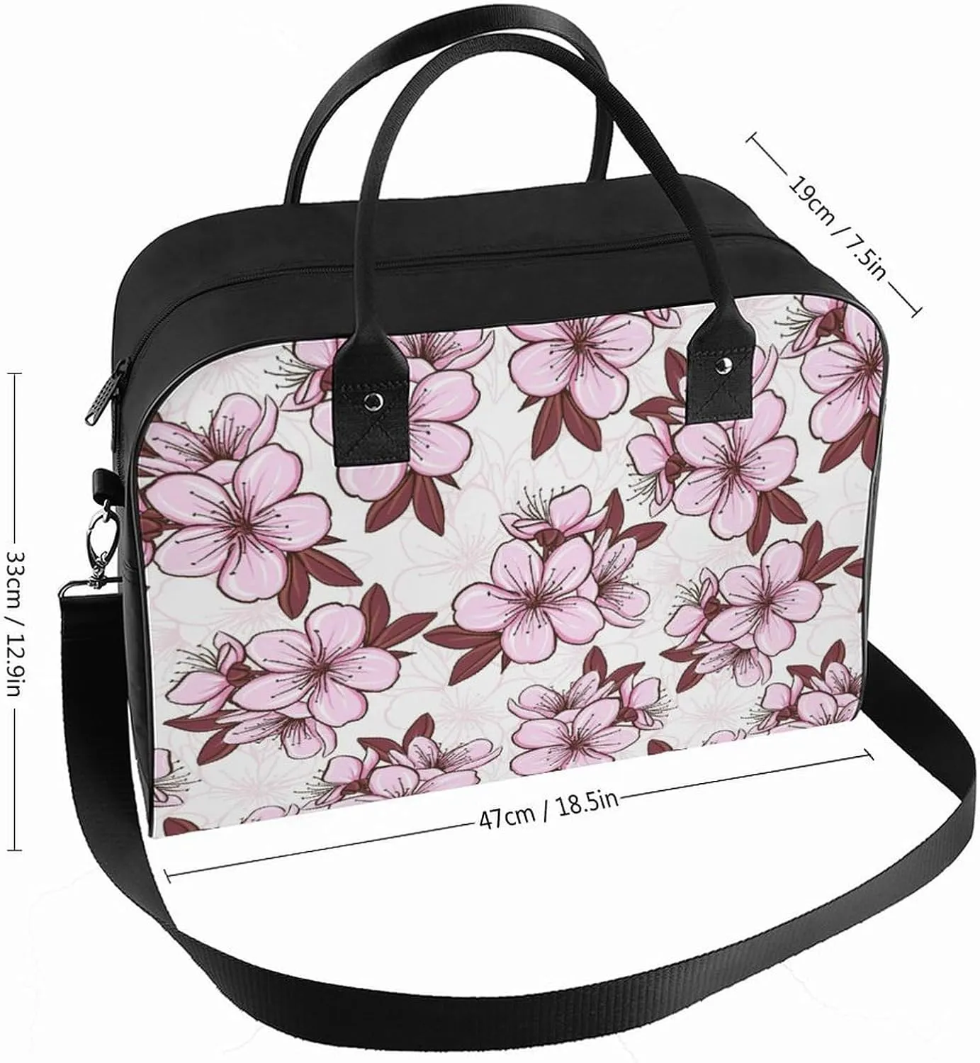 Unisex High-capacity Nylon Vine Flower Office Handbag for Business Trip 13" X 19" X 8"