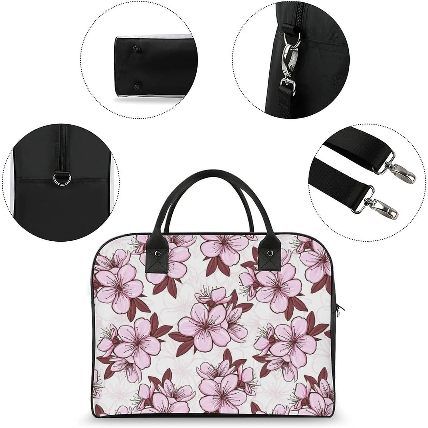Unisex High-capacity Nylon Vine Flower Office Handbag for Business Trip 13" X 19" X 8"