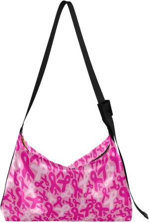 Unisex Shoulder Bag Crossbody Handbag Breast-cancer-ribbons Women Casual Hobo Bag Lightweight PU Leather Tote