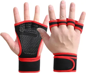 Unisex Ventilated Gym Gloves with Wrist Wrap and Non-Slip Silicone Palms to Prevent Calluses, Workout Gloves