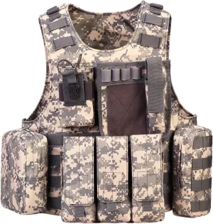 UNISTRENGH Tactical MOLLE Vest Military Airsoft Vest Adjustable Combat Training Vest for Hunting,Fishing,Army Fans,CS Game