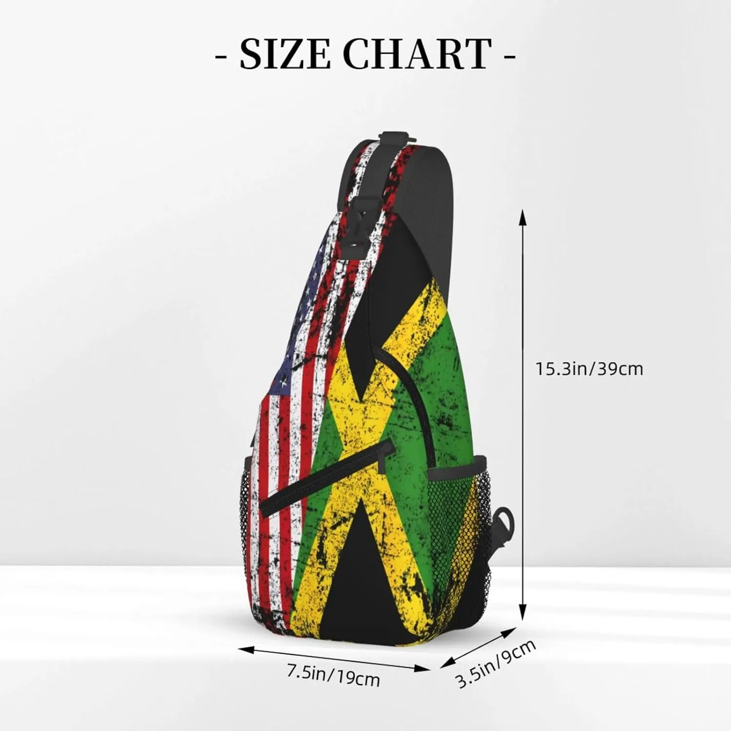 United States Flag Jamaica Flag Cross Chest Bag Crossbody Bags Sling Backpack Gym Shoulder Bags Sports Fanny Pack Adjustable Travel Daypack Diagonally Casual Rucksack