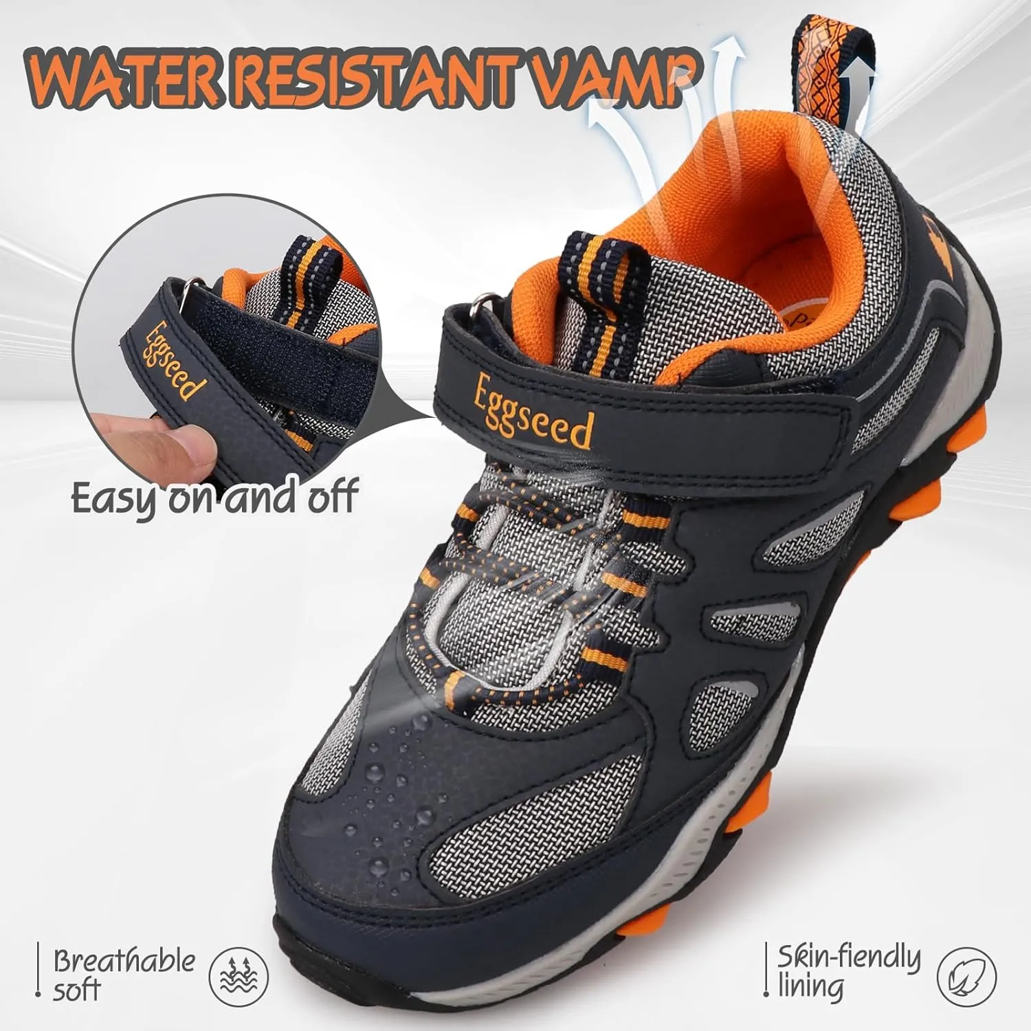 UOVO Boys Shoes Water Resistant Hiking Boots Kids Outdoor Walking Shoes Non Slip Ankle Athletic Sneaker Anti Collision Size 9.5 Toddler to 4.5 Big Kids