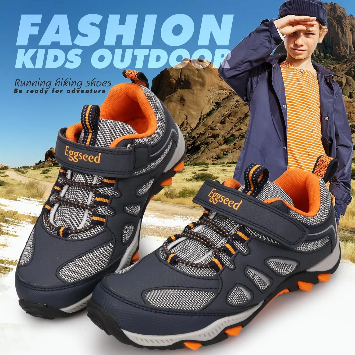 UOVO Boys Shoes Water Resistant Hiking Boots Kids Outdoor Walking Shoes Non Slip Ankle Athletic Sneaker Anti Collision Size 9.5 Toddler to 4.5 Big Kids
