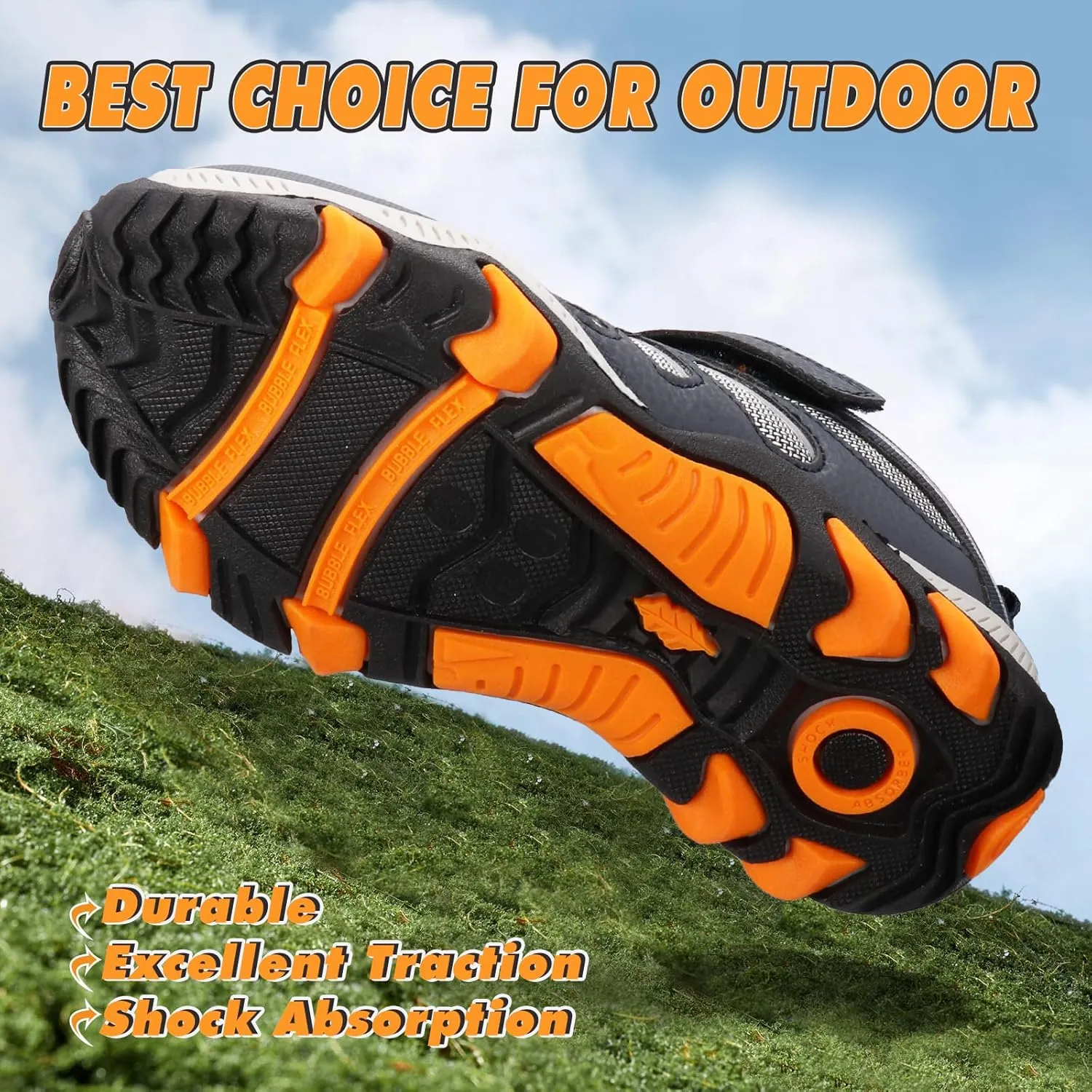 UOVO Boys Shoes Water Resistant Hiking Boots Kids Outdoor Walking Shoes Non Slip Ankle Athletic Sneaker Anti Collision Size 9.5 Toddler to 4.5 Big Kids
