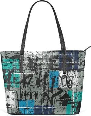 Urban Style Modern Tote Bag for Women Leather Shoulder Handbag with Zipper and Pockets Fashion Casual Handle Bag Purse for Travel Beach Working Laptop School Gym Shopping