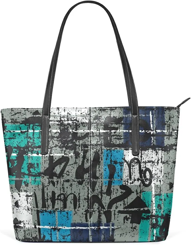 Urban Style Modern Tote Bag for Women Leather Shoulder Handbag with Zipper and Pockets Fashion Casual Handle Bag Purse for Travel Beach Working Laptop School Gym Shopping