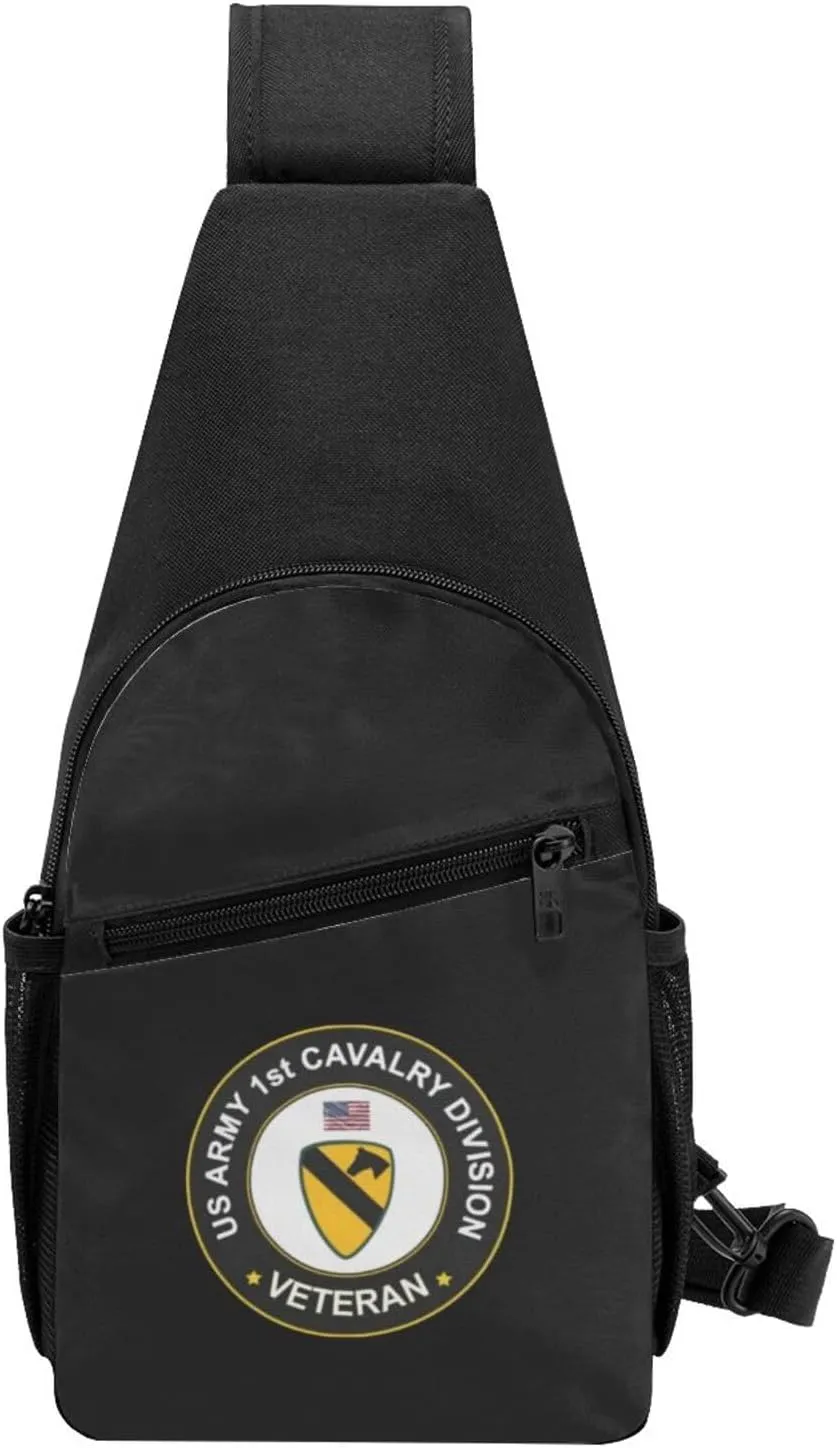 Us Army 1st Cavalry Division Veteran Unisex Chest Bag Lightweight Crossbody Shoulder Bag Travel Pocket
