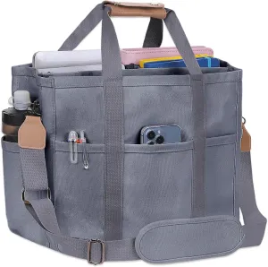 Utility Large Canvas Tote Bag with 13 Pockets Compartments, Multi Crossbody Tote Bag Work Shoulder Bag Travel Bag