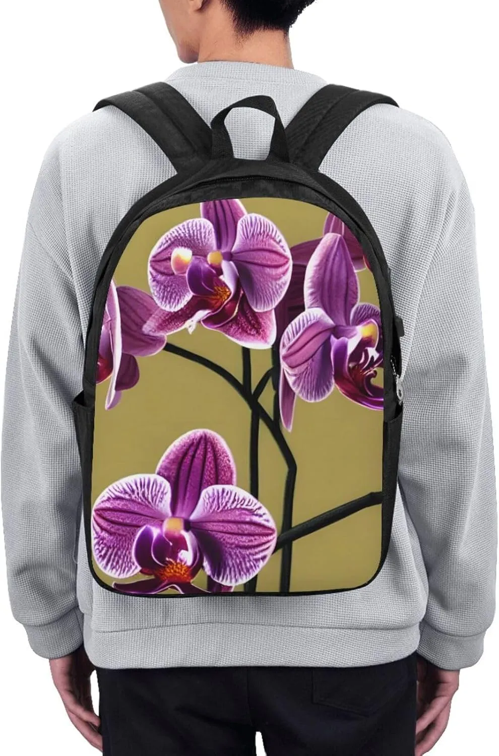 vacsAX Durable Ergonomic Backpack With - Large Capacity With USB Ports - Perfect For Women Men Beautiful Orchids