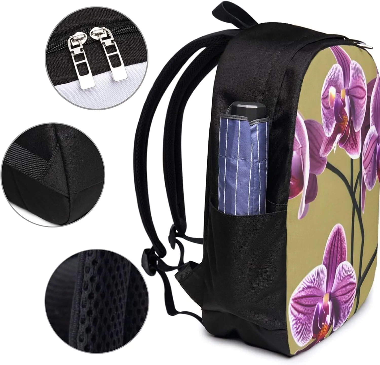 vacsAX Durable Ergonomic Backpack With - Large Capacity With USB Ports - Perfect For Women Men Beautiful Orchids