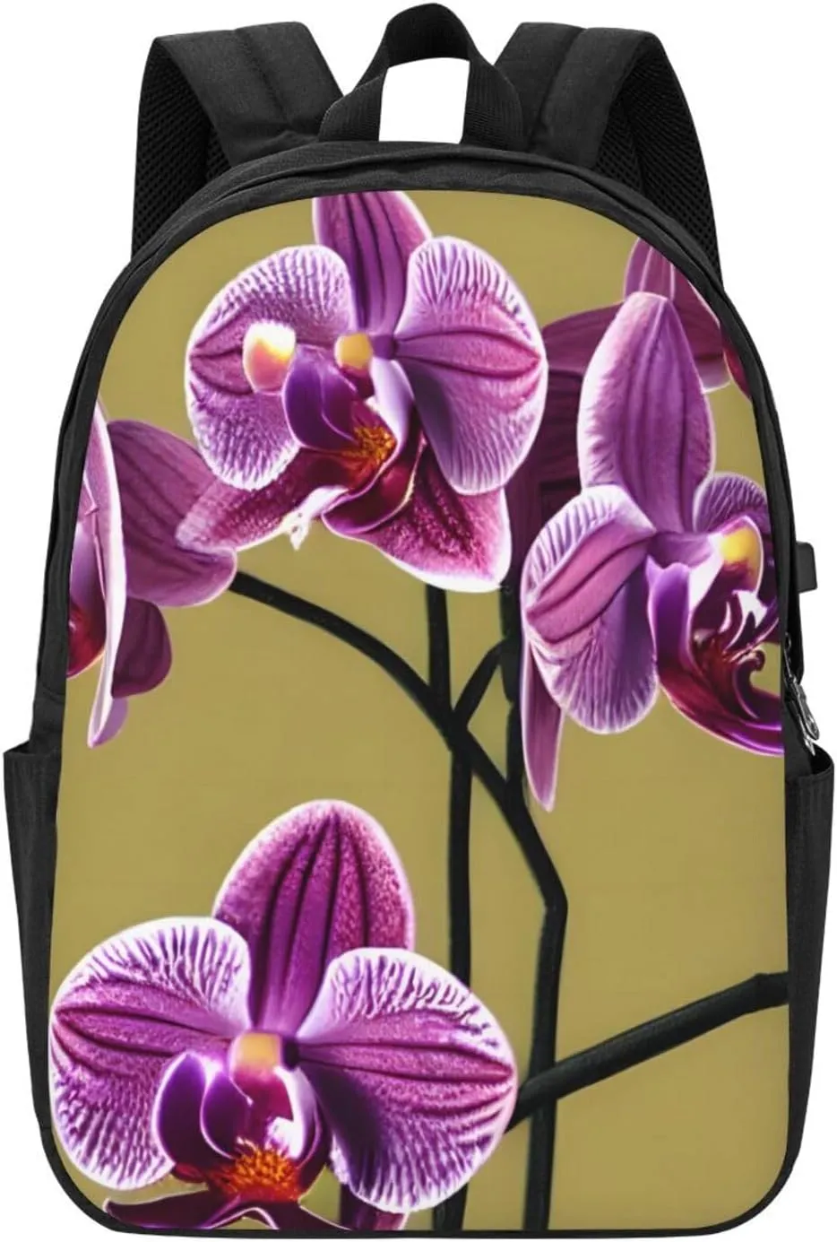 vacsAX Durable Ergonomic Backpack With - Large Capacity With USB Ports - Perfect For Women Men Beautiful Orchids