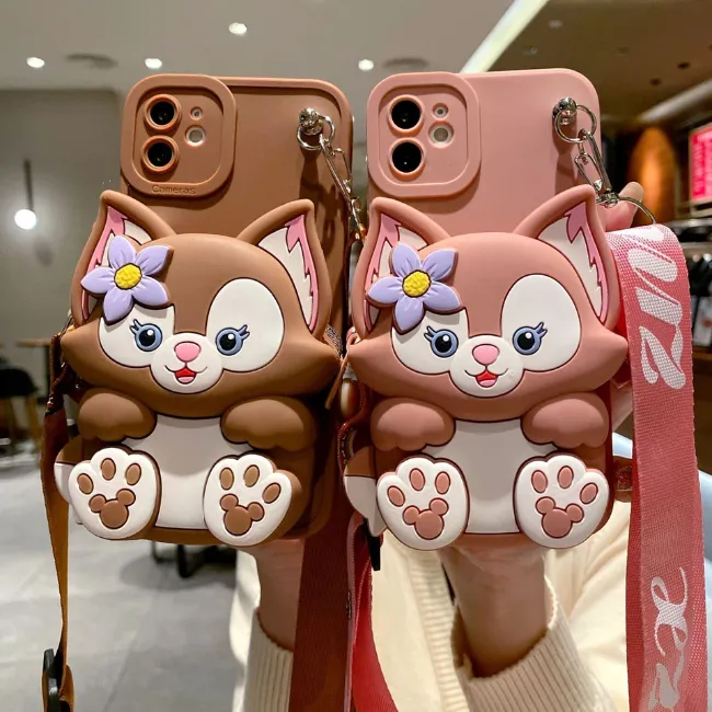 Valentine - 3D Fox Cartoon Crossbody Wallet iPhone Case