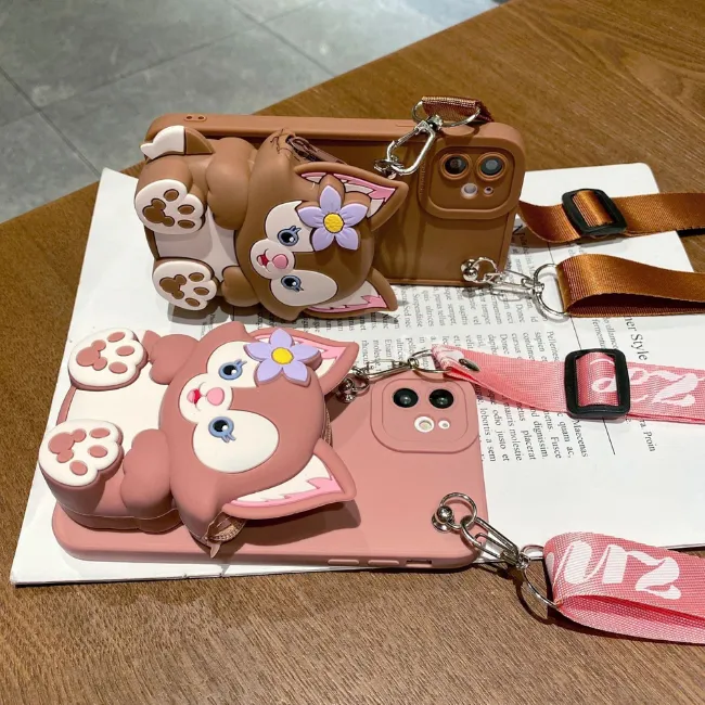 Valentine - 3D Fox Cartoon Crossbody Wallet iPhone Case