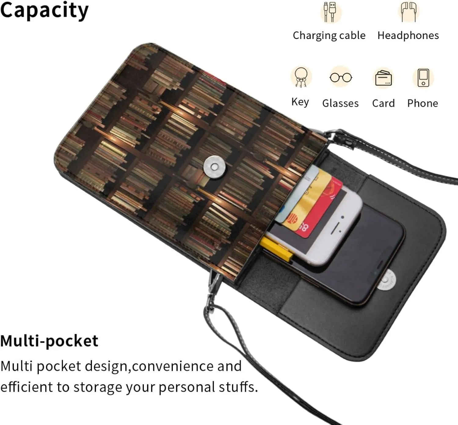 Vampire Teeth Lips Cell Phone Purse Small Crossbody Bags For Women Men Wallet Purses With Adjustable Strap