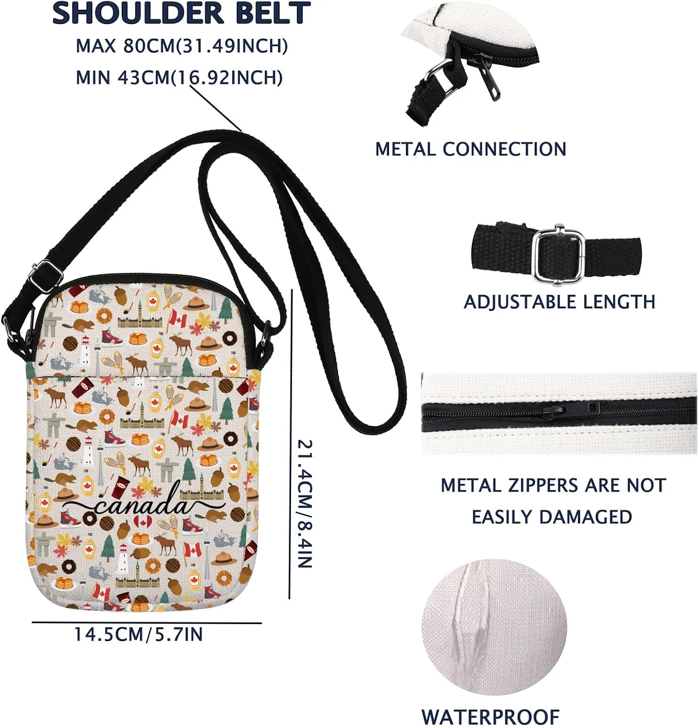 VAMSII Canada Travel Crossbody Bag Canada Souvenir Gifts Canada Travel Merchandise Gift
