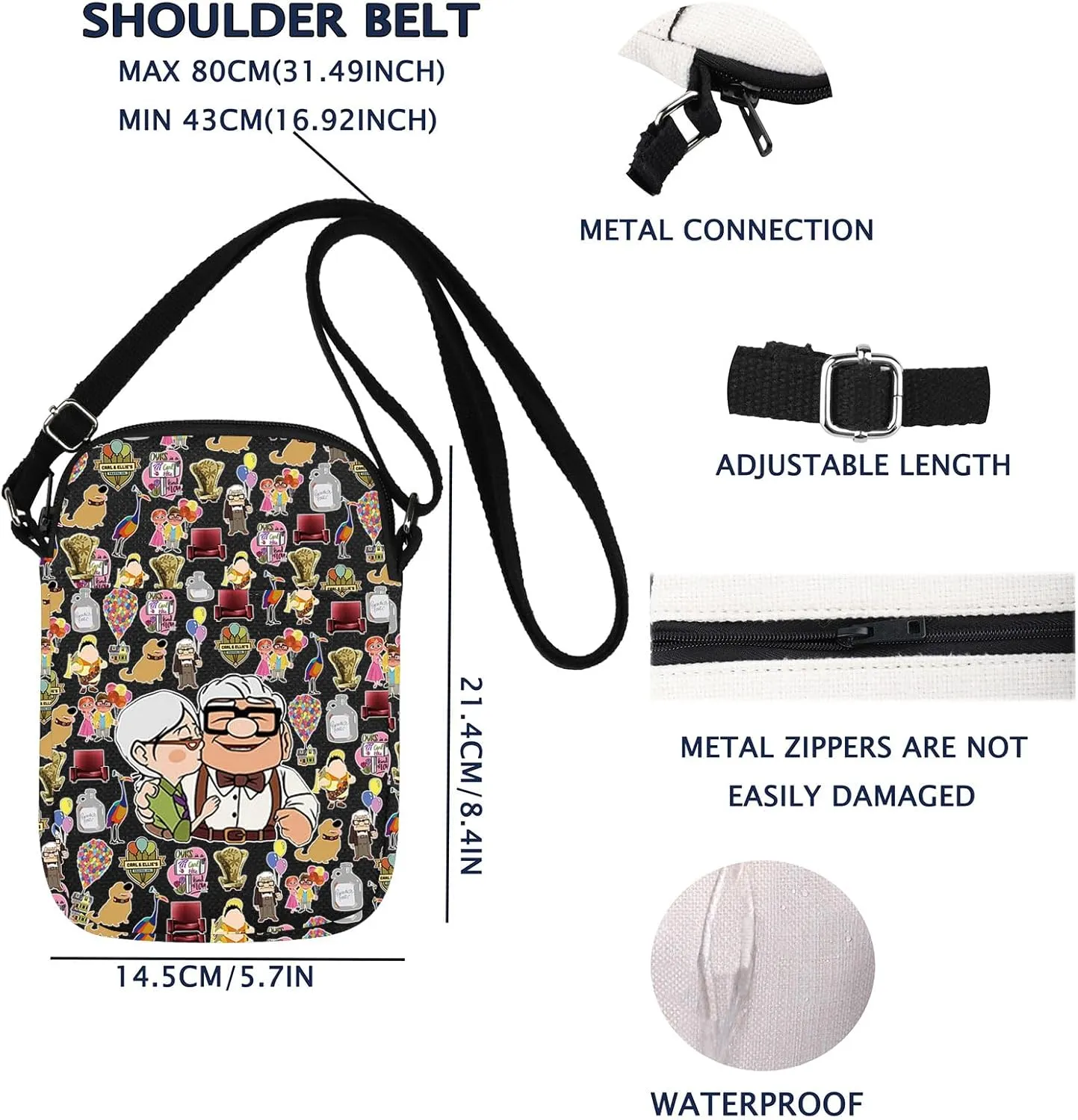 VAMSII Crossbody Bag Movie Merch Carl And Ellie Gift Inspired