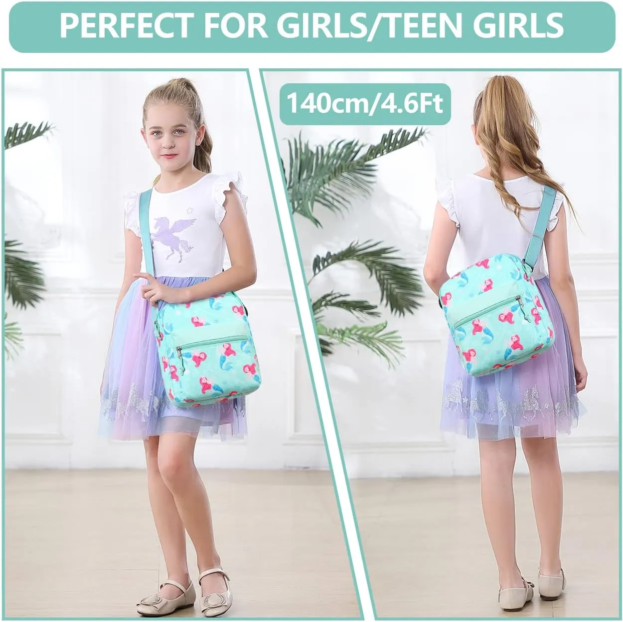 VASCHY Crossbody Bag Purse for Girls, Lightweight Small Messenger Shoulder Bag Gift for Preteen/Teen Little Kids