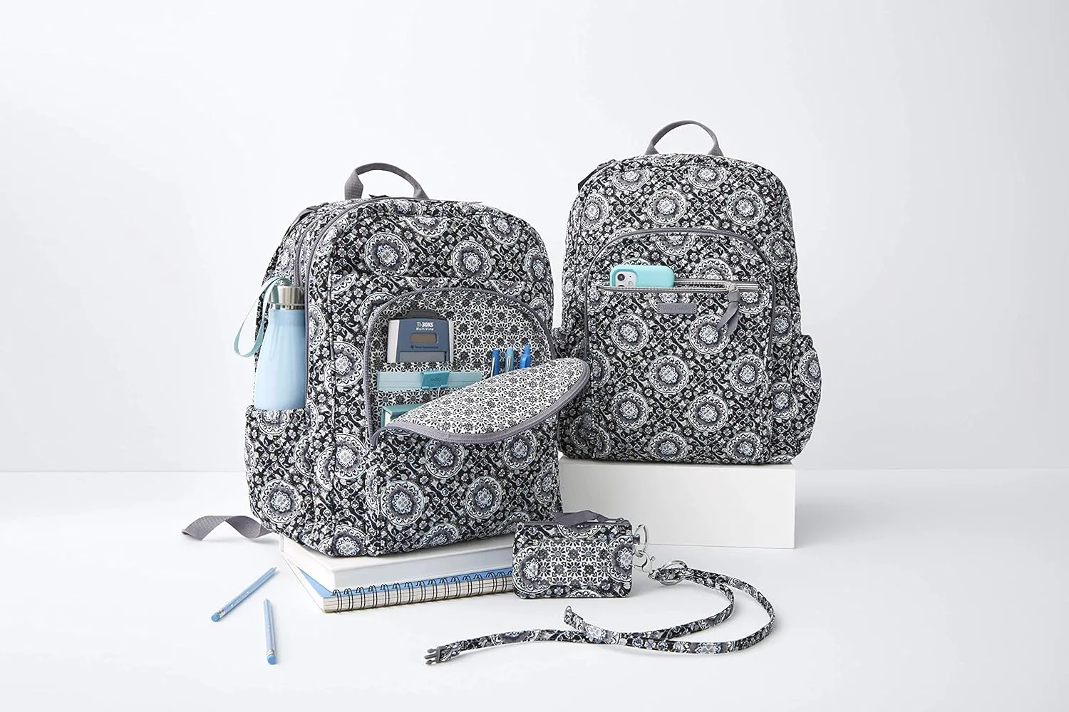 Vera Bradley Women's Cotton XL Campus Backpack, Charcoal Medallion, One Size