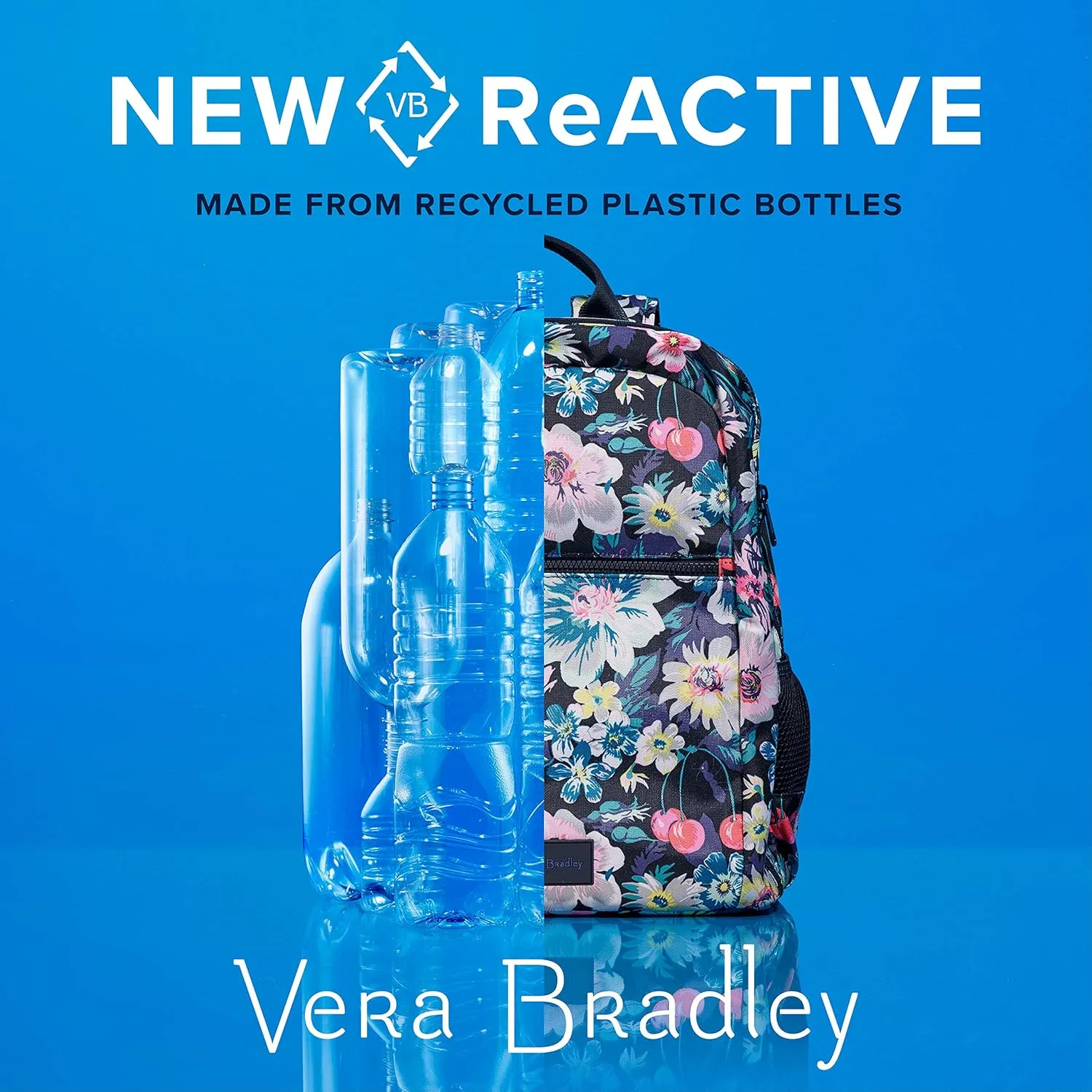Vera Bradley Women's Recycled Lighten Up Reactive Daytripper Backpack, Black, One Size