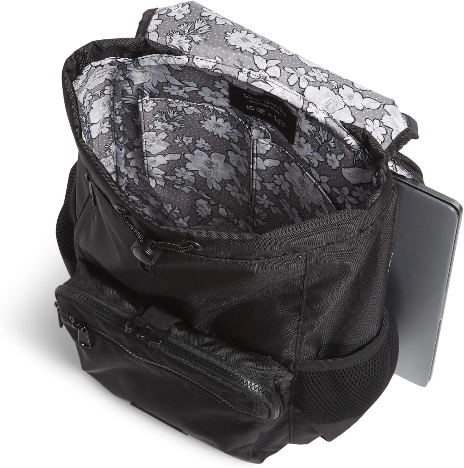 Vera Bradley Women's Recycled Lighten Up Reactive Daytripper Backpack, Black, One Size
