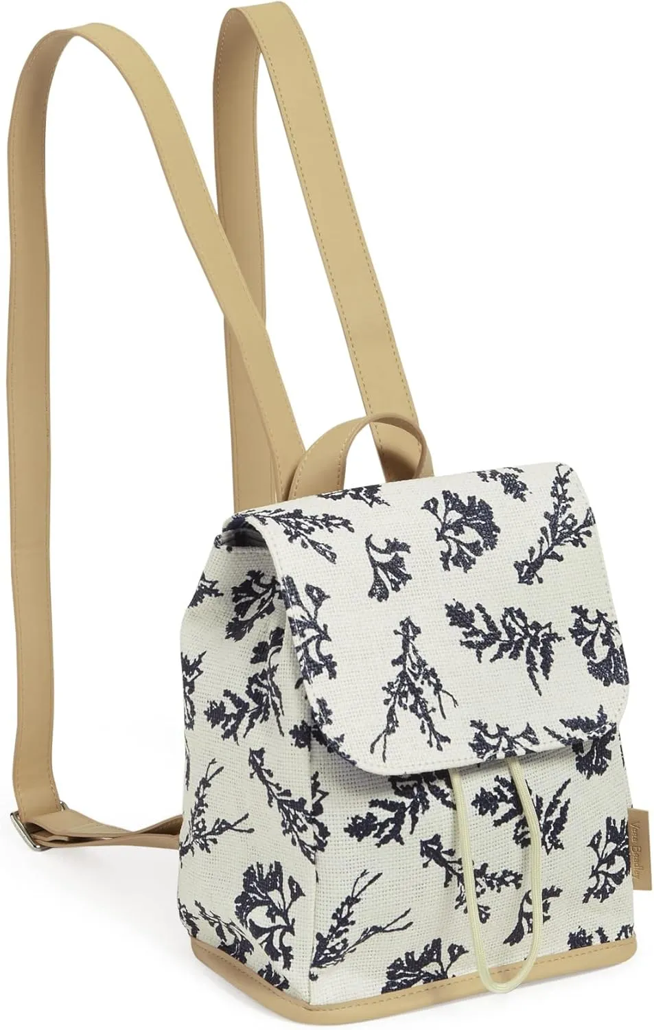Vera Bradley Women's Straw Mini Backpack Purse, Adrift Coral Blue, One Size