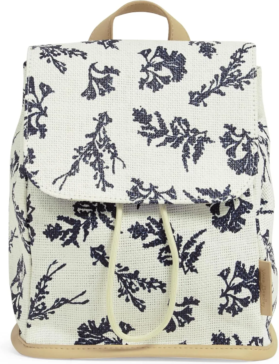 Vera Bradley Women's Straw Mini Backpack Purse, Adrift Coral Blue, One Size