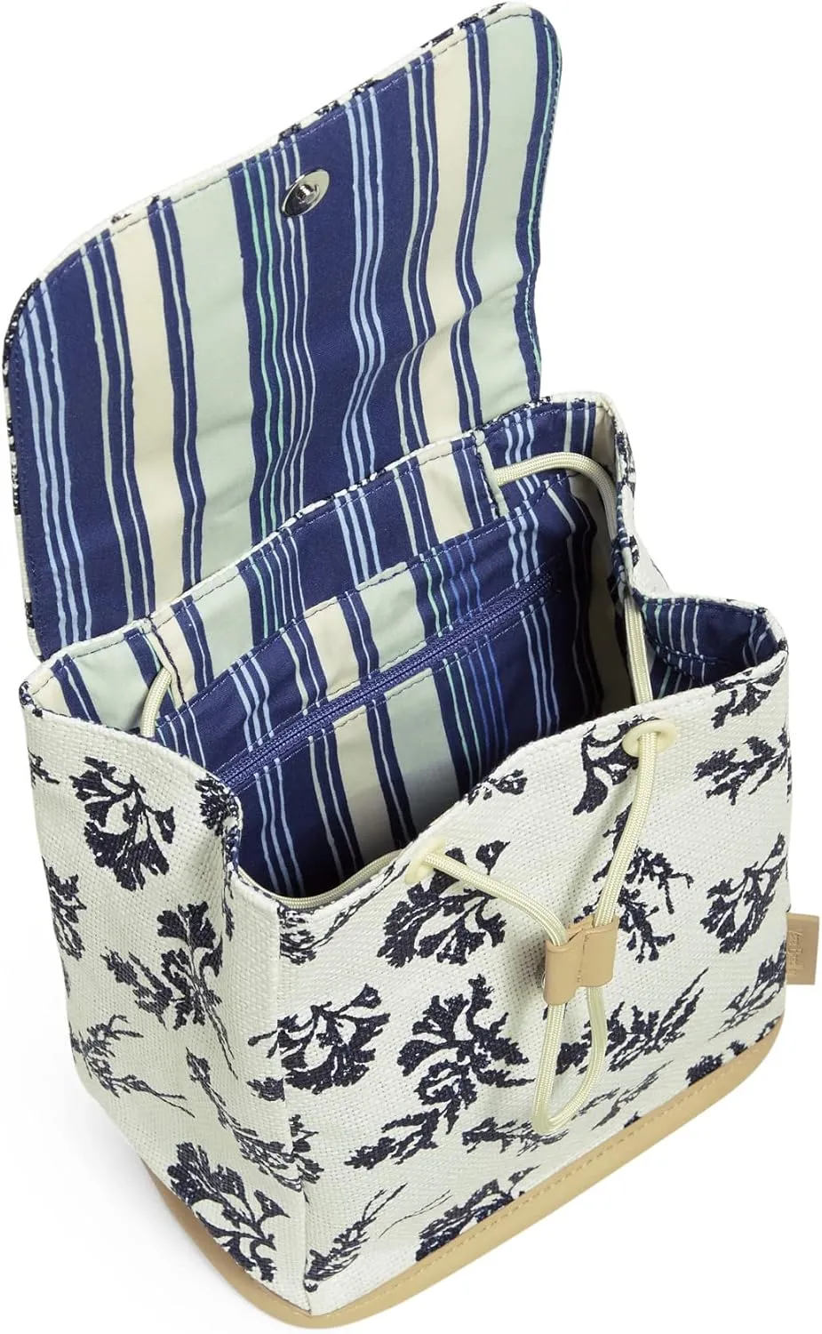 Vera Bradley Women's Straw Mini Backpack Purse, Adrift Coral Blue, One Size