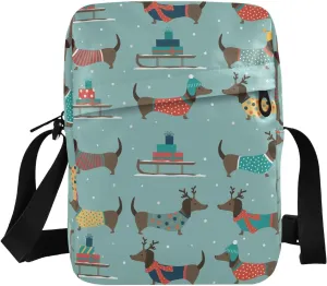 VIGTRO Small Messenger Bag Purse, Christmas Dogs Snow Mini Crossbody Bag with Adjustable Strap for Women Men, Small Shoulder Bag for Travel Outdoor Sports