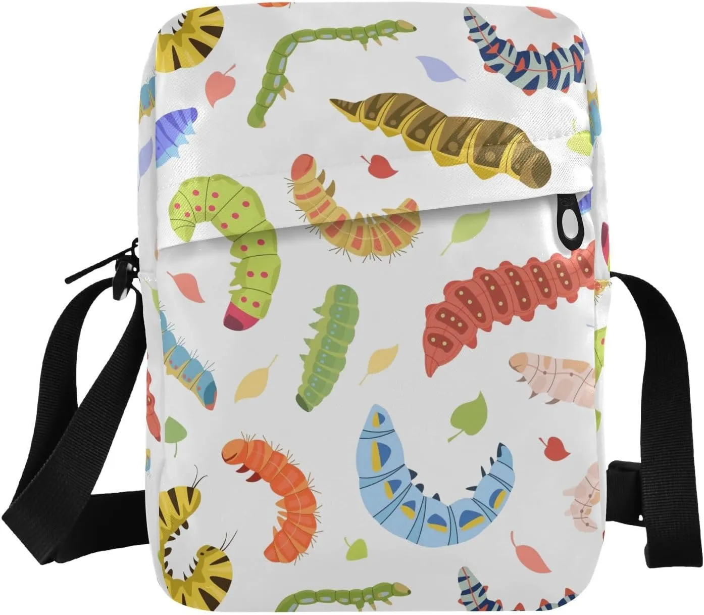 VIGTRO Small Messenger Bag Purse, Crawling Worms Pattern Mini Crossbody Bag with Adjustable Strap for Women Men, Small Shoulder Bag for Travel Outdoor Sports