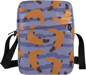 VIGTRO Small Messenger Bag Purse, Platypus Animals Pattern Mini Crossbody Bag with Adjustable Strap for Women Men, Small Shoulder Bag for Travel Outdoor Sports