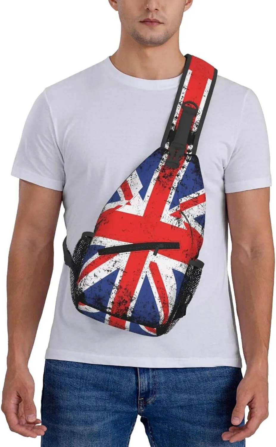 Vintage British England UK English Flag Crossbody Bags Sling Backpack Cross Chest Bag Sports Shoulder Bag Gym Fanny Pack Adjustable Cycling Daypack Diagonally Rucksack for Running