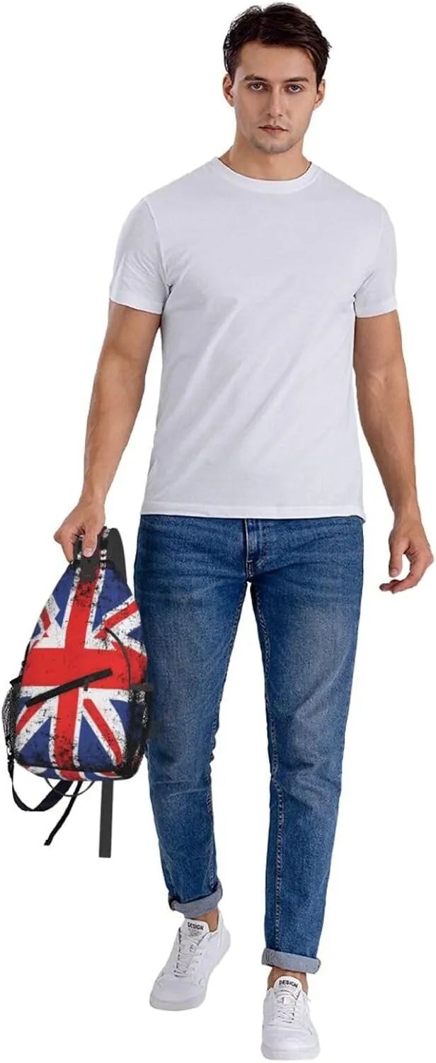 Vintage British England UK English Flag Crossbody Bags Sling Backpack Cross Chest Bag Sports Shoulder Bag Gym Fanny Pack Adjustable Cycling Daypack Diagonally Rucksack for Running