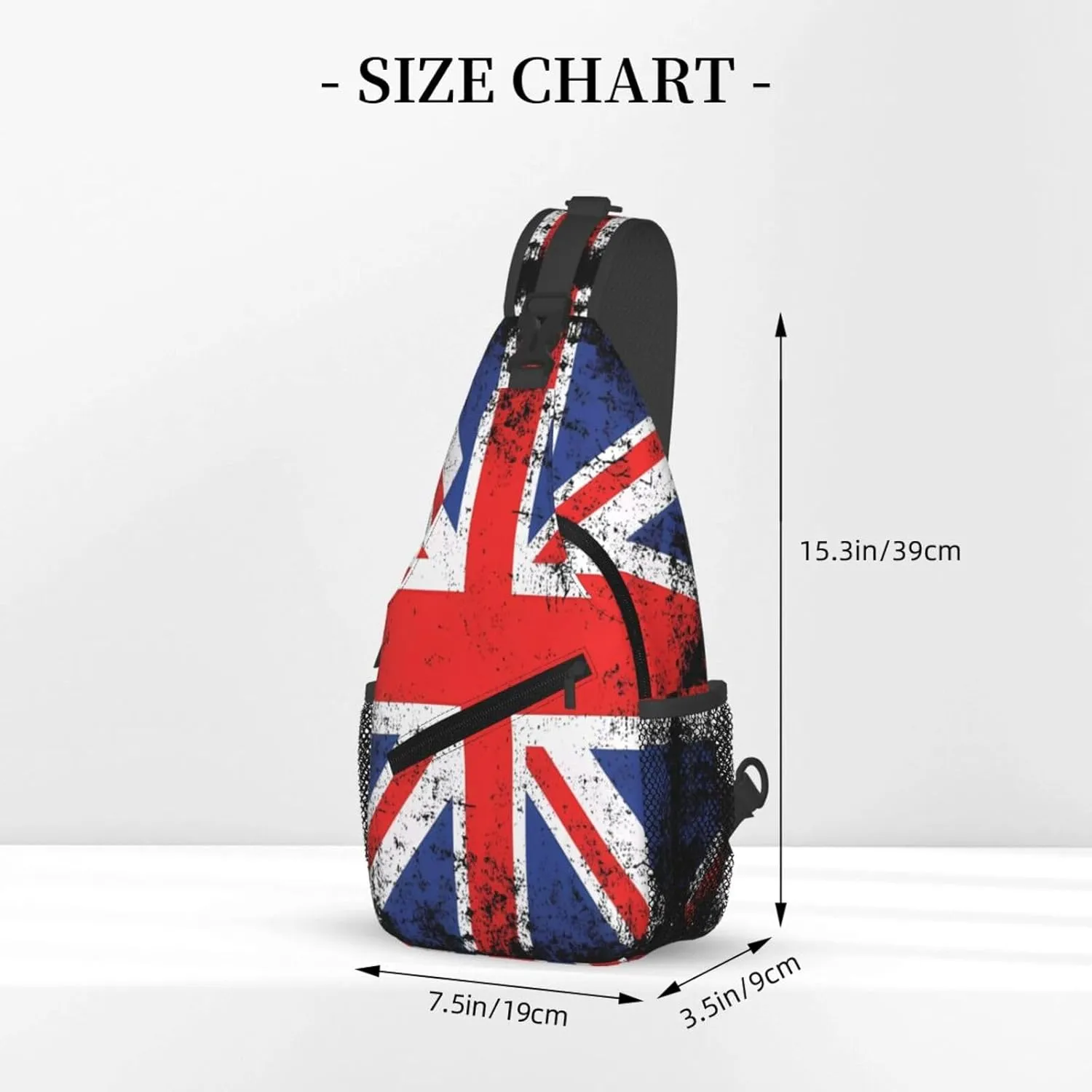 Vintage British England UK English Flag Crossbody Bags Sling Backpack Cross Chest Bag Sports Shoulder Bag Gym Fanny Pack Adjustable Cycling Daypack Diagonally Rucksack for Running