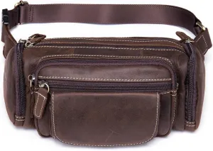 Vintage Large Capacity Outdoor Waist Pack First Layer Men's Waist Pack Crossbody Bag Shoulder