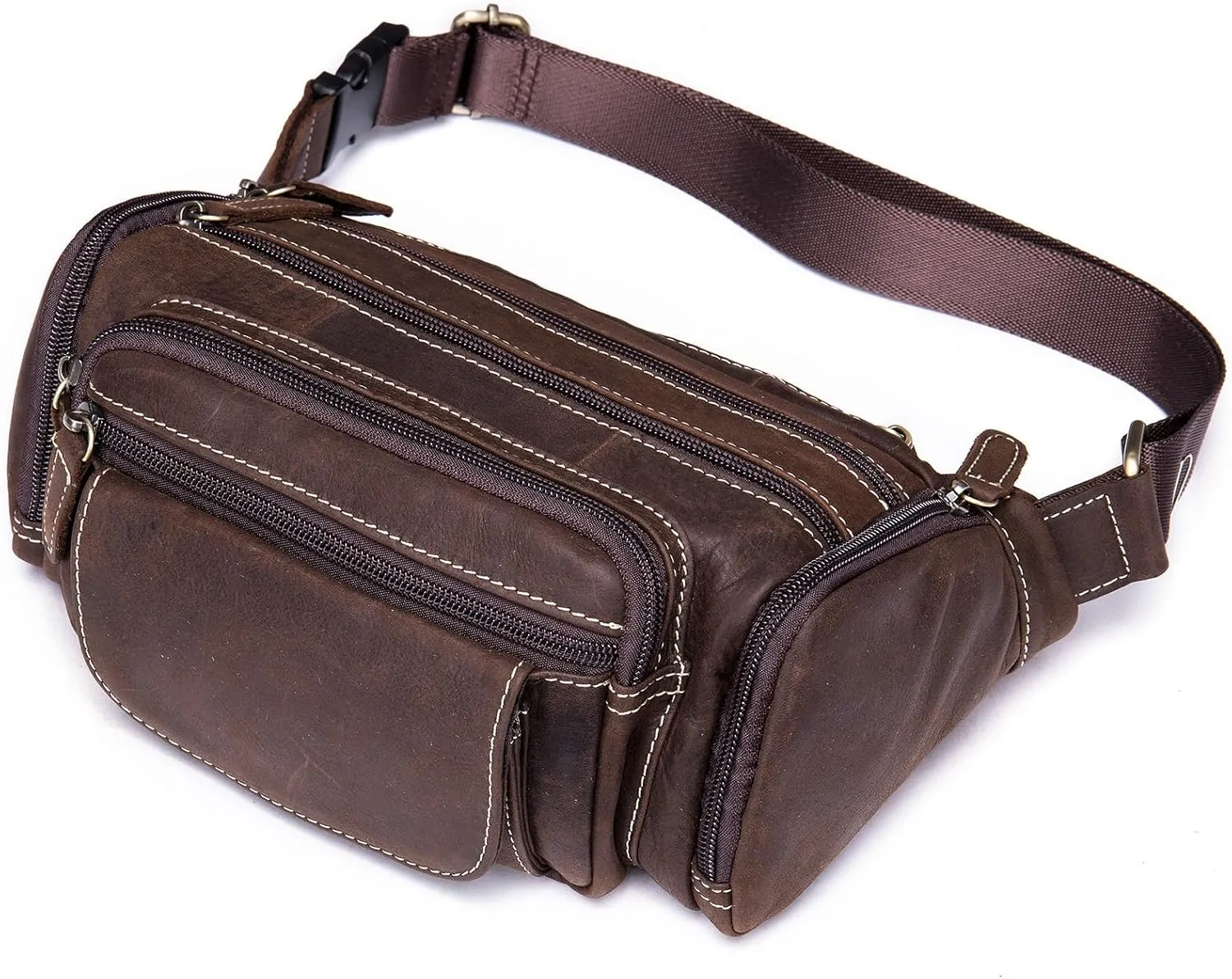 Vintage Large Capacity Outdoor Waist Pack First Layer Men's Waist Pack Crossbody Bag Shoulder