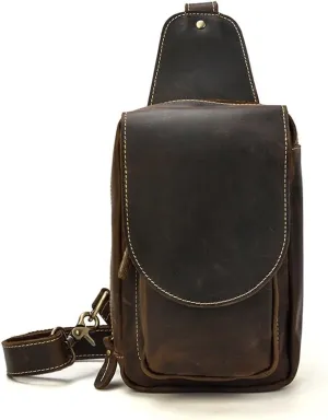 Vintage Leather Men's Chest Bag Spring/Crossbody Bag Sports Casual Shoulder Bag Large Capacity Backpack