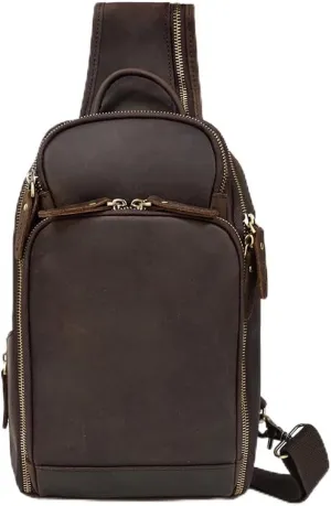 Vintage Men's Chest Bag Multi-functional Crossbody Bag Shoulder Bag Large Capacity